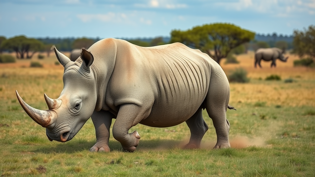 white rhino grazing at Ziwa Rhino Sanctuary, a key conservation tourist attraction in Uganda