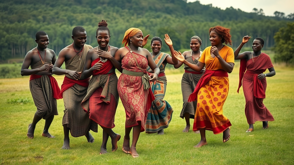 cultural exchange with Batwa community, dancing and sharing traditions near Uganda national parks
