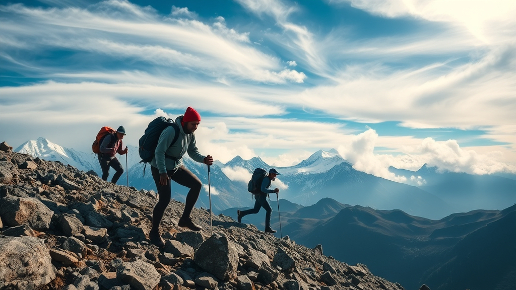 Intrepid hikers climbing the dramatic slopes of the Rwenzori Mountains—adventure activities Uganda
