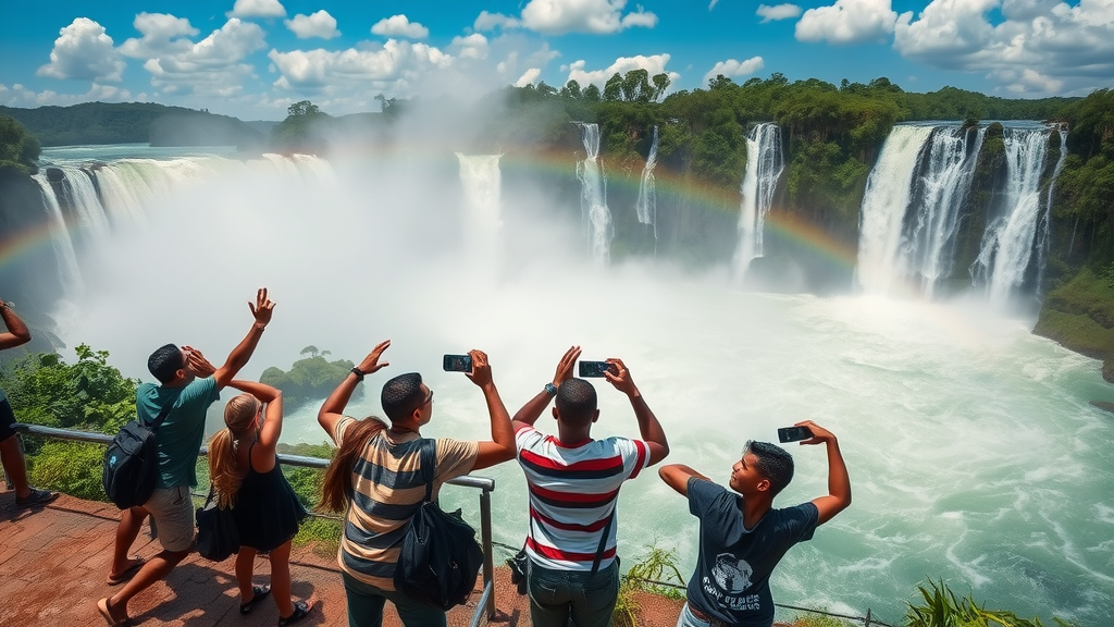 tourists admiring Murchison Falls dramatic waterfall best time to visit uganda