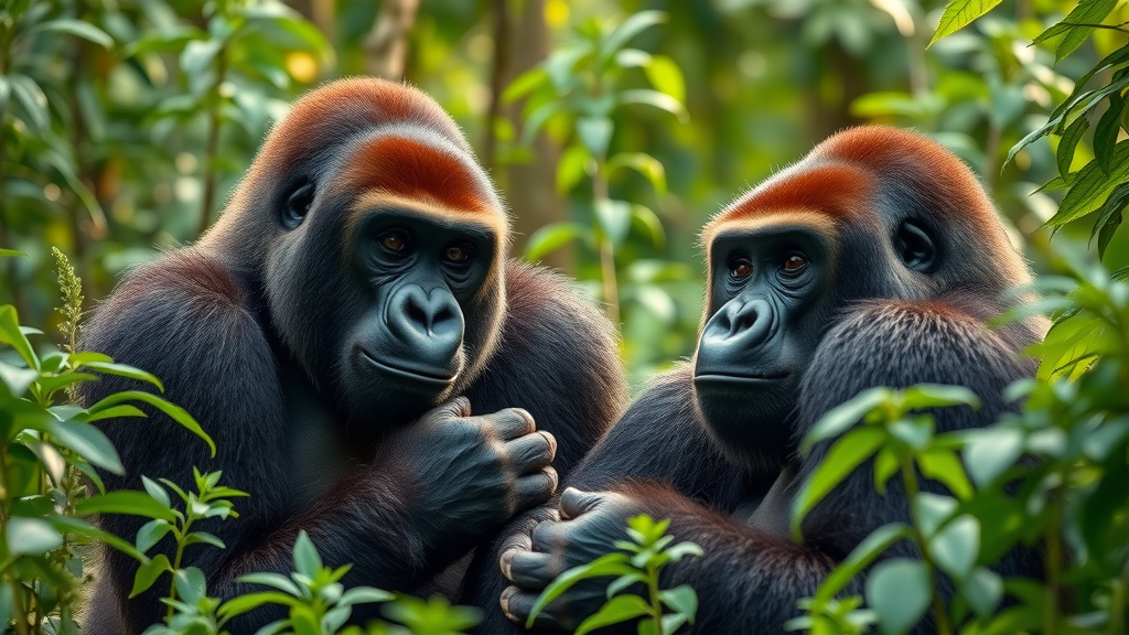 majestic mountain gorillas in dense forest of Bwindi Impenetrable National Park, showcasing Uganda's signature adventure attraction