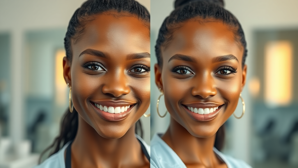 Before and after facial treatments Kampala, confident woman with radiant skin