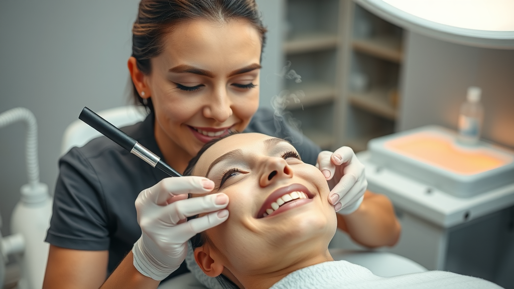 Professional esthetician performing modern facial treatment in Kampala skin clinic
