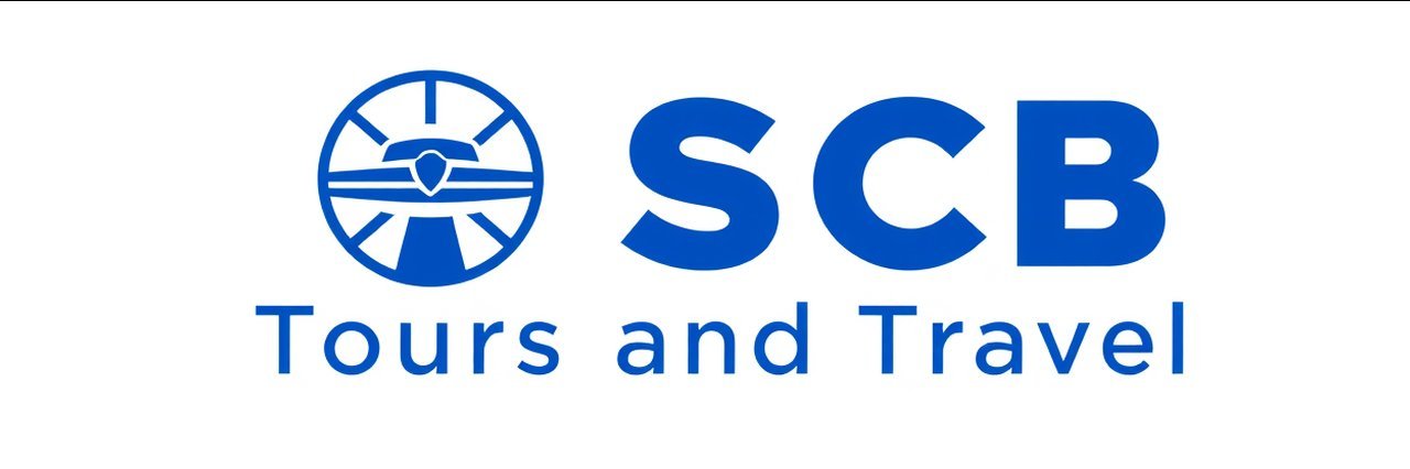 SCB Tours and Travel logo for tours service Kampala, blue on white background